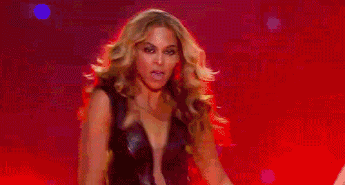 Beyonce licks her finger at the Super Bowl